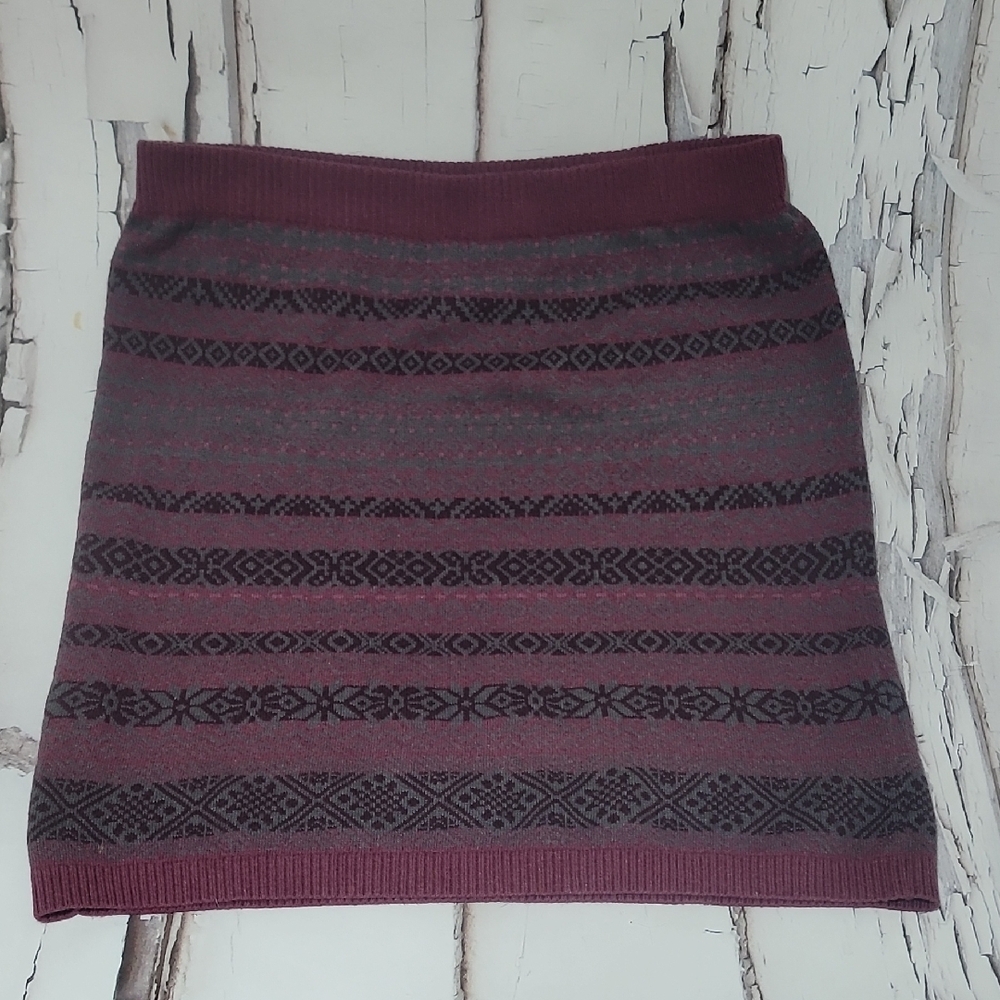 J. Jill Burgundy/Purple and Gray Patterned Mini Skirt